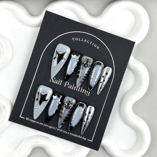 TikTok Viral Punk Nails: Industrial Metal Press-Ons for Edgy Students