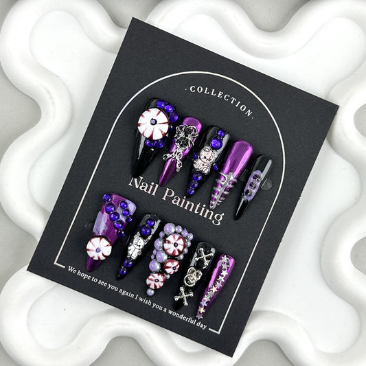 GlimmyGo Trouble Maker Halloween Press On Nail Purple
