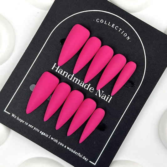 GlimmyGo Rose Red Minimalist Handcrafted Press On Nails