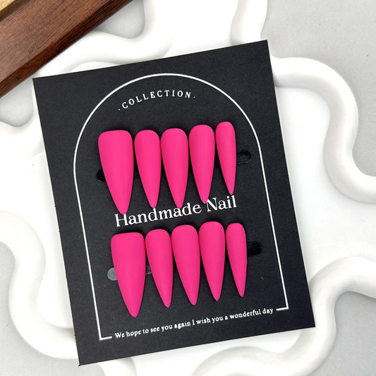 GlimmyGo Rose Red Minimalist Handcrafted Press On Nails